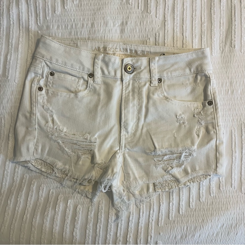 {AE} hi rise white shortie